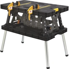 Keter Folding Work Table with Two Adjustable Clamps, 29 lbs