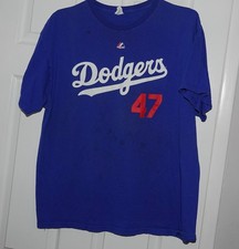 LOS ANGELES DODGERS LUIS CRUZ #47 T-SHIRT, SIZE XL
