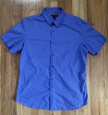 Banana Republic Purple Short-Sleeve Button-Down Shirt with Micro Pattern Men  s L