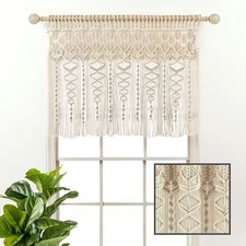 Boho Macrame Textured Cotton Valance/Kitchen Curtain/Wall Decor Single Neutral 4