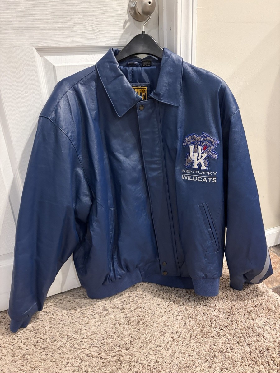 Vintage 1990’s Kentucky Wildcat Varsity Leather Jacket | Men Size 2XL