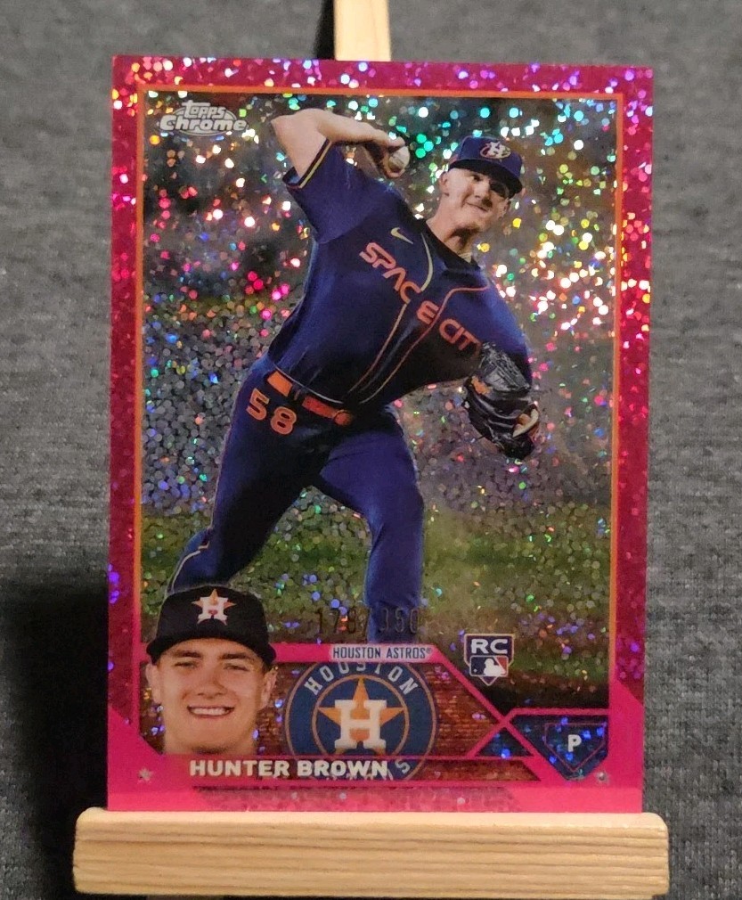 2023 Topps Chrome - Hunter Brown #197 Magenta Speckle Refractor 178/350 (RC)