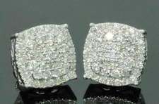 2Ct Round Lab-Created Diamond Womens Cluster Stud Earrings 14K White Gold Plated