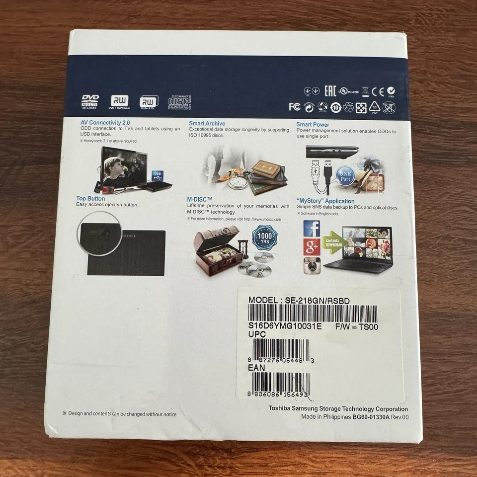 Samsung Ultra Thin Portable DVD Writer SE-218 GN/RSBD for MAC/WIN8 - NEW - Image 2 of 4