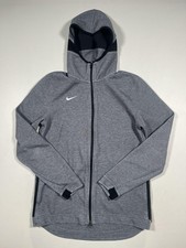Nike Dri-FIT Jacket Mens Medium Gray Hooded Full Zip Track Athletic Running