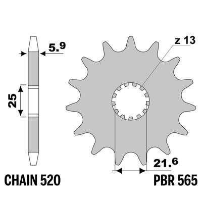 YAMAHA WR450F 450 2007-2010 vorne ritzel PBR Tonhöhe 520 13 Zähne