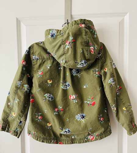GAP Fall Jacket with Hood Floral Olive Green Girls Size S 6-7 - Picture 6 of 6