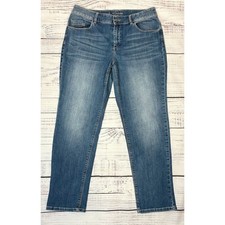 Chico's Platinum Size 1 Equivalent Size 8 Blue Jeans Rhinestone Pocket Accent