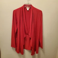 Women's CJ Banks Dressy Cardigan, Open Draped Front, Size XL, Red w/bling, NICE