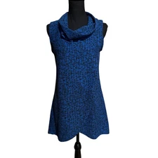 Creation Blue and Black Cowl Neck Layering Vest Top Women's Small