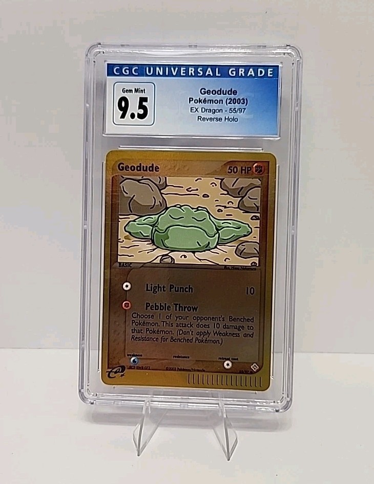 💎 CGC 9.5 Geodude 55/97 Reverse Holo EX Dragon 2003 Pokemon Card Graded 💎 MINT