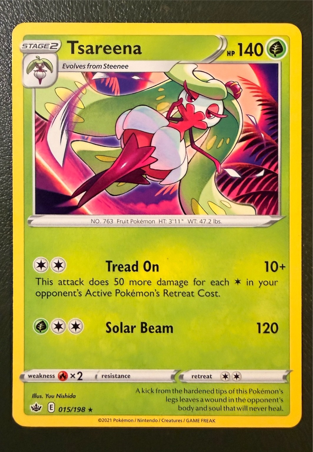 Pokemon TCG Tsareena 15/198 Chilling Reign SWSH6 NM