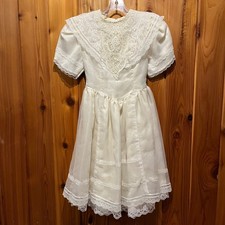 VTG Gunne Sax Dress Ivory Lace Organza Satin Girls Size 8 Communion Flower Girl