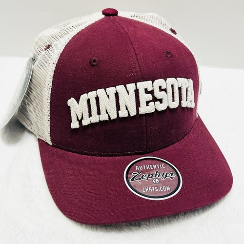 Zephyr Minnesota Golden Gophers Harvest Curvature Trucker Hat Cap Adjustable Red - Picture 3 of 5