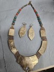 Vintage Nepali Tibetan Design Turquoise And Coral Necklace & Earring Set — photo 2
