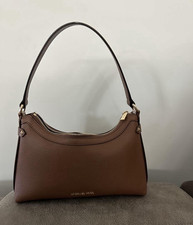 Michael Kors Brown Pebbled Shoulder Bag Zip T...