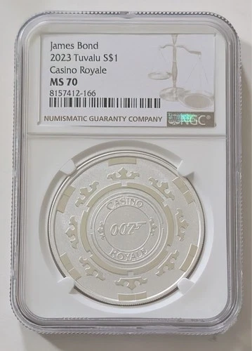 2023 TUVALU SILVER 1OZ JAMES BOND CASINO ROYALE COIN NGC MS70 SKU 8157412-166