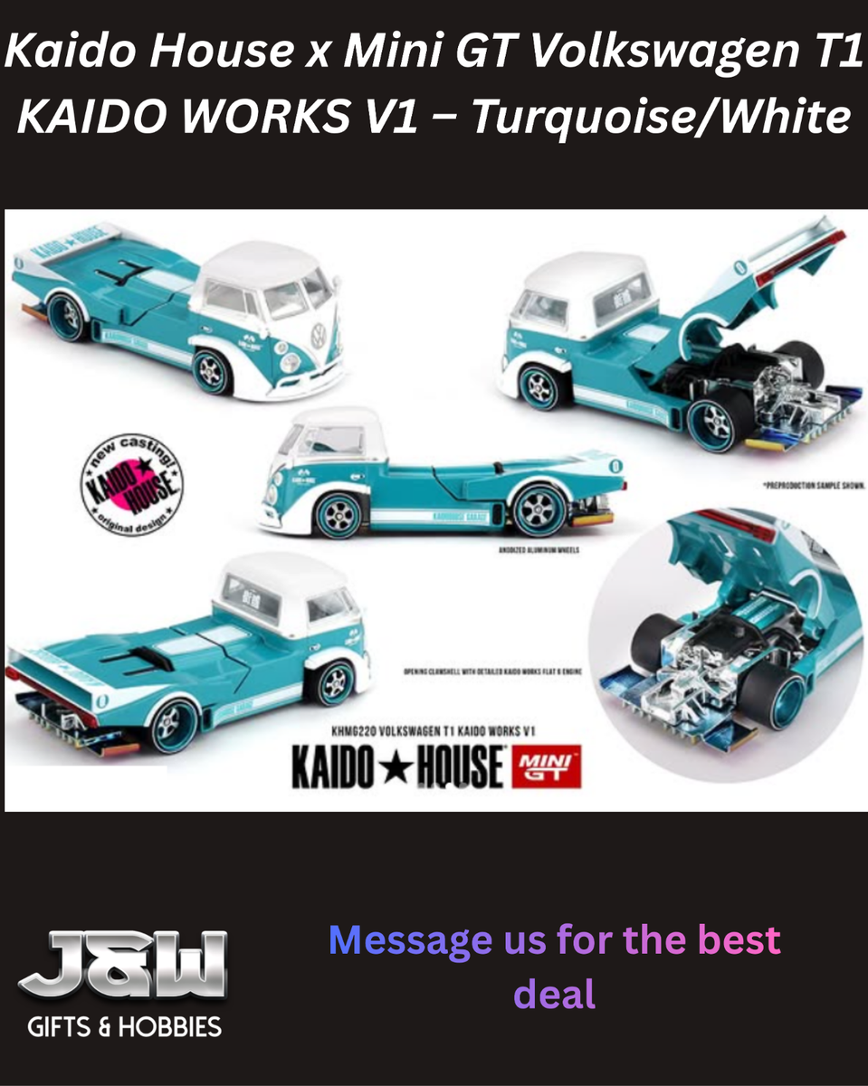 Kaido House x Mini GT Volkswagen T1 KAIDO WORKS V1 Turquoise/White