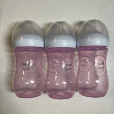 Philips Avent Natural Baby Bottles 9 oz 3 Pack 3-6m Medium Flow BPA Free in Pink
