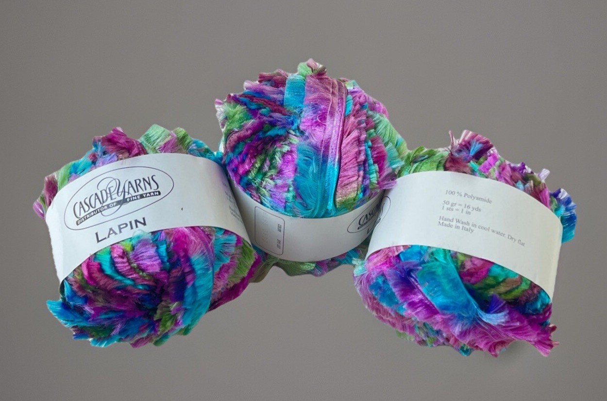 Cascade Yarns LAPIN feathered ribbon novelty yarn Discontinued, 3 Rolls