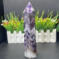 1.7LB 7.8" Natural Dream Amethyst Tower Obelisk Crystal Quartz Reiki Healing
