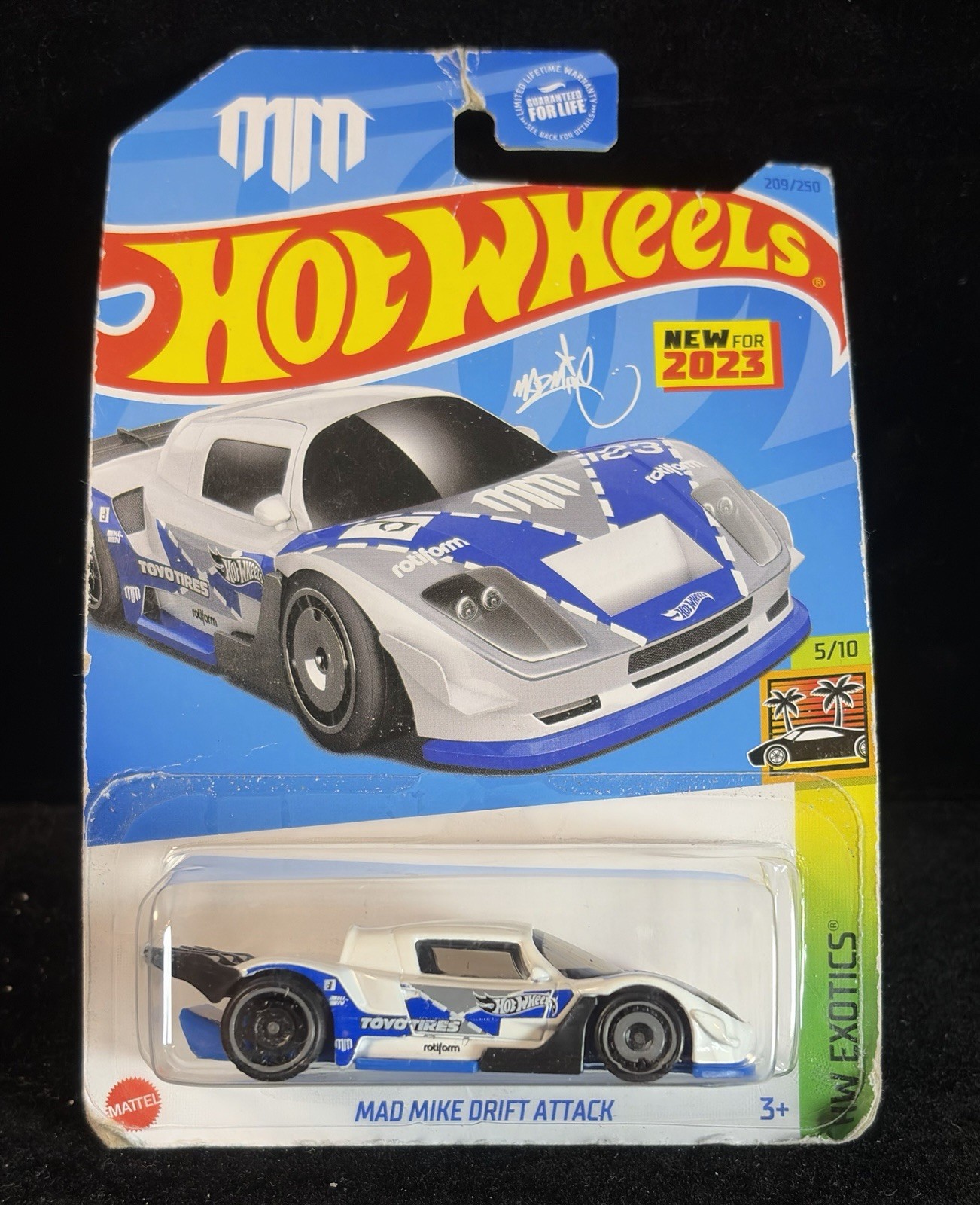 2023 Hot Wheels - Mad Mike Drift Attack 209/250 - HW Exotics 5/10 - HKG58 White