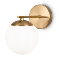 Wandlampe Glas Metall E27 20 Cm Hoch In Messing Weiß Kugelschirm Wandleuchte