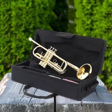 Glarry School Band Paint Gold Brass Bb Trumpet w/Case for Student