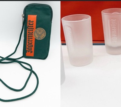 Jägermeister Glas / Gläser, Shotgläser + Umhängetasche   5xSchnapsglas 2cl/4cl
