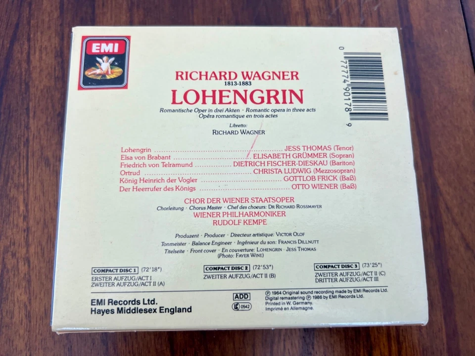 Wagner's Lohengrin, Classical Music, 3 CDs EMI Records, Vienna Philharmonic, VG+ - Image 4 of 4