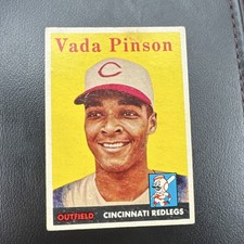 Topps Vada Pinson Cincinnati Reds 1958 Baseball Rookie Base Set #420 Card. rookie card picture