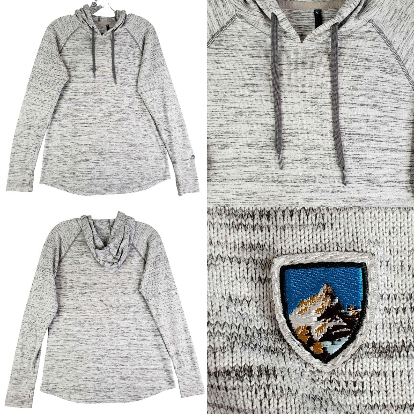 Kuhl Hoodie Womens Medium Gray Pullover Thumb Holes Thermal Hiking Outdoor