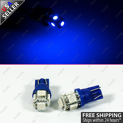 1 pair 5-SMD T10 Wedge Blue LED Dome Map Step/Courtesy Light Bulbs 168 2825 194