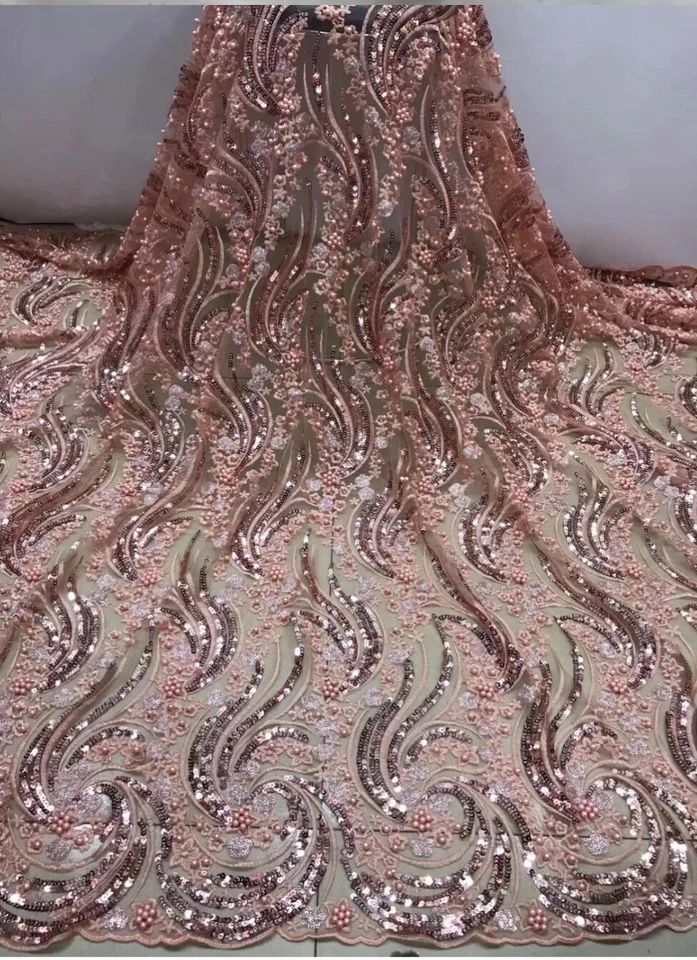 Malla nupcial plateada con tela de encaje bordada con cuentas floral - 1 yarda Foto 3 de 4