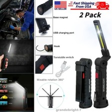 2Pcs Magnetic COB LED Flashlight Work Light Car Garage Mechanic Inspection Lamp
