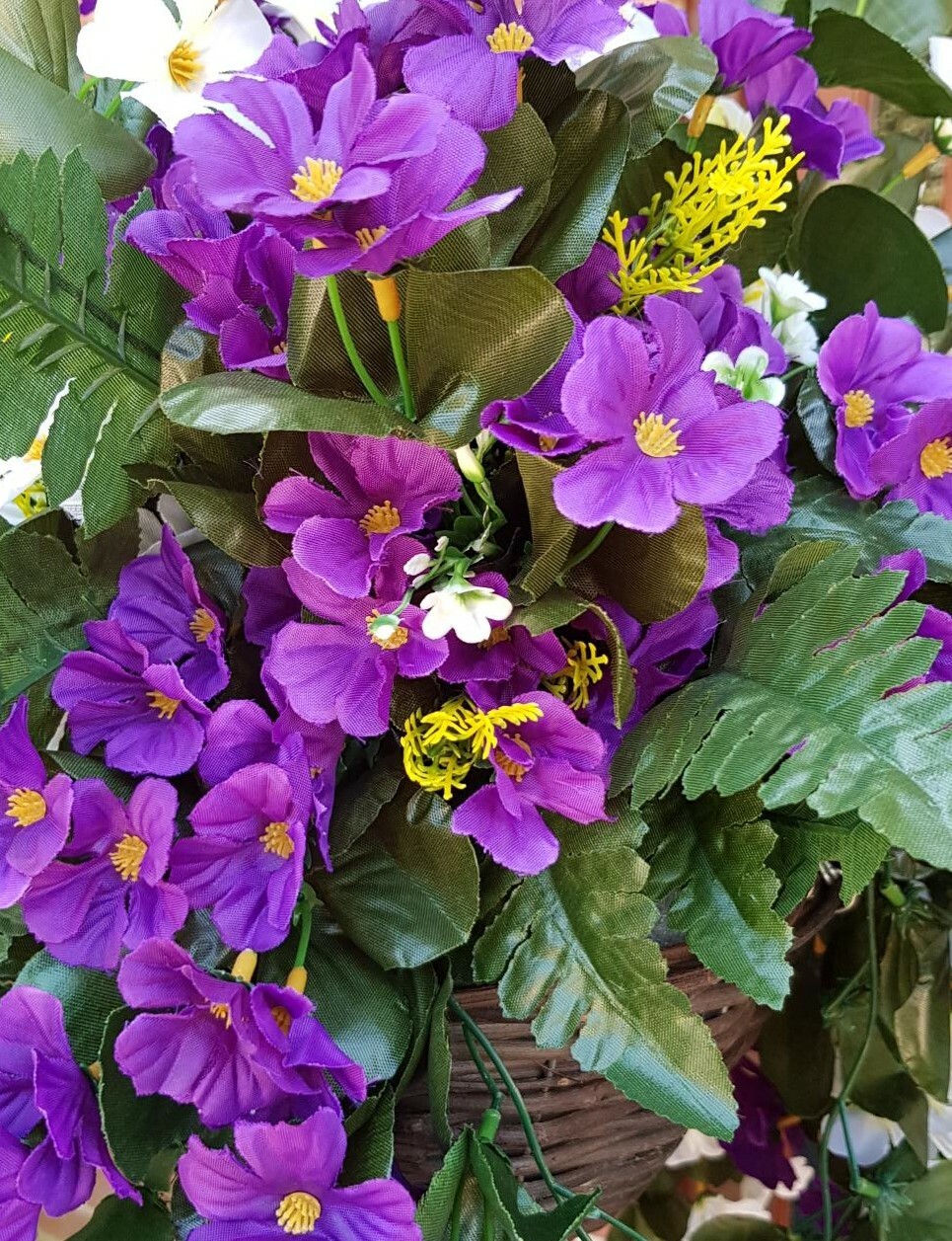 Artificial Hanging Basket Flowers Plants Trailing Grass Ivy Leaf Fern