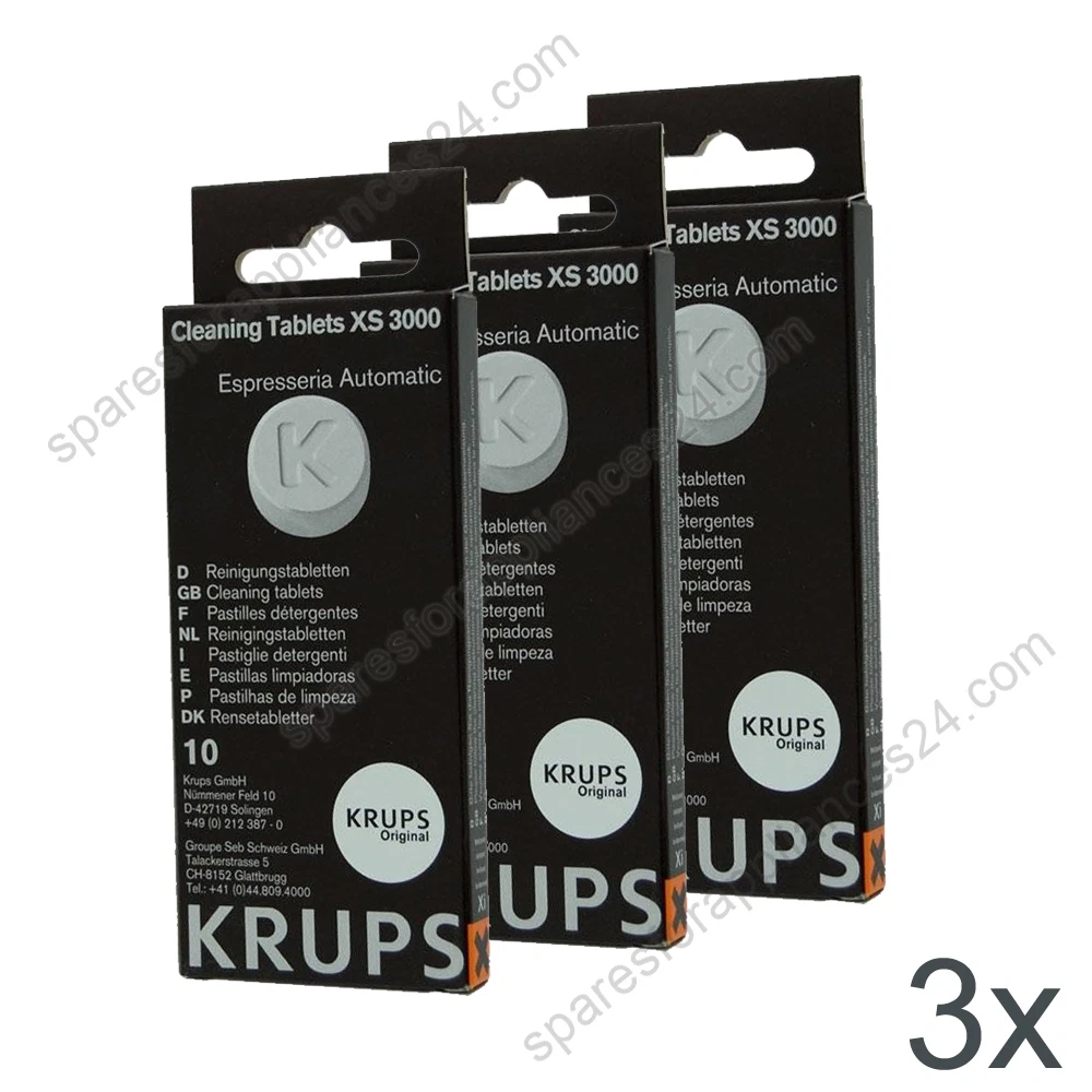 3X KRUPS XS3000 CLEANING TABLETS FOR COFFEE ESPRESSO MACHINE XP, EA, ES  MODELS