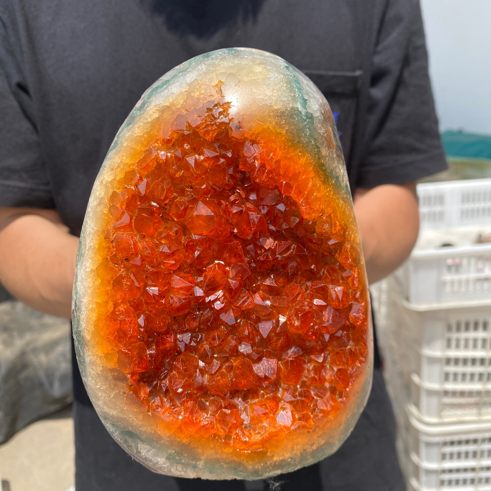 5.1LB Natural citrine geode quartz cluster crystal Cathedrals specimen Healing