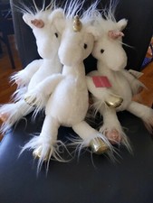 3 Unicorns Plush Stuffed Animal Toys White and sparkles