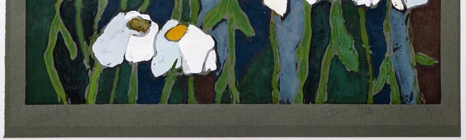 Klaus Fußmann Margeriten Original Linolschnitt 1999 - Bild 2 von 2