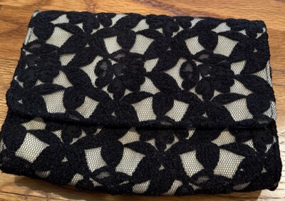 Neiman Marcus Floral Lace Clutch Bag