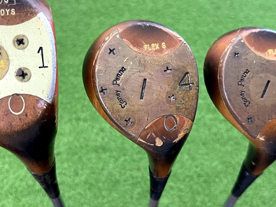 TONEY PENNA PERSIMMON MOD 1 DRIVER + 4 & 5 WOOD SET Right Steel Stiff Vintage - Image 3 of 4