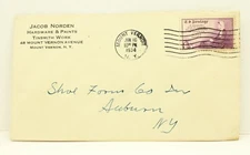 1934 Jacob Norden Hardware & Paints Mount Vernon NY Historical Postal Cover