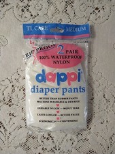 Dappi Waterproof 100 Nylon Diaper Pants, White, Medium 2 Count 
