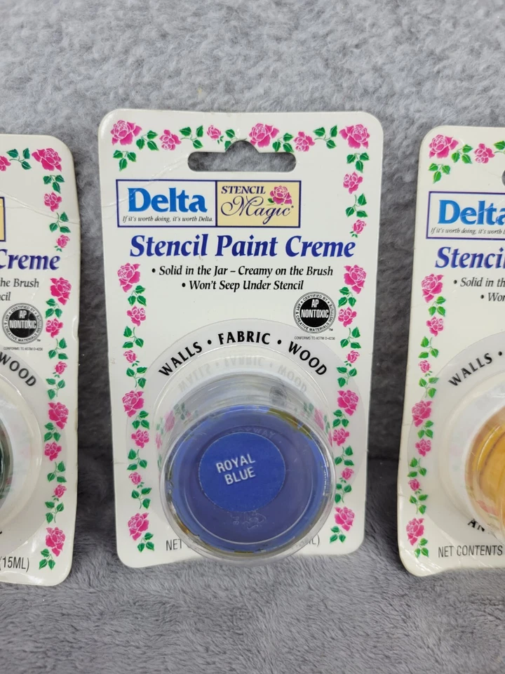 Juego de 3 Plantillas Delta a Base de Aceite Pintura Crema Adecuado para Paredes Tela Madera 15 ml Foto 3 de 4