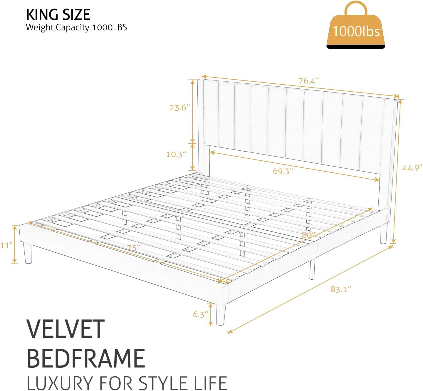 LUXURY Upholstered Platform Bed Frame 4 Storage Drawers Velvet Headboard White