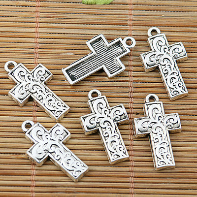 12pcs tibetan silver tone leaf branch pattern cross charms EF1927 | eBay