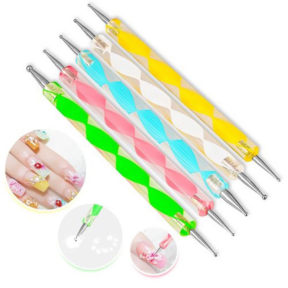 5PCS 1 SET 2 WAY DOTTING PEN MARBELIZING TOOL NAIL ART DESIGN DOT PAINT  TOOLS