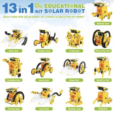 STEM 13-in-1 Solar Robot Kit Educational for Kids DIY  Robot Building
