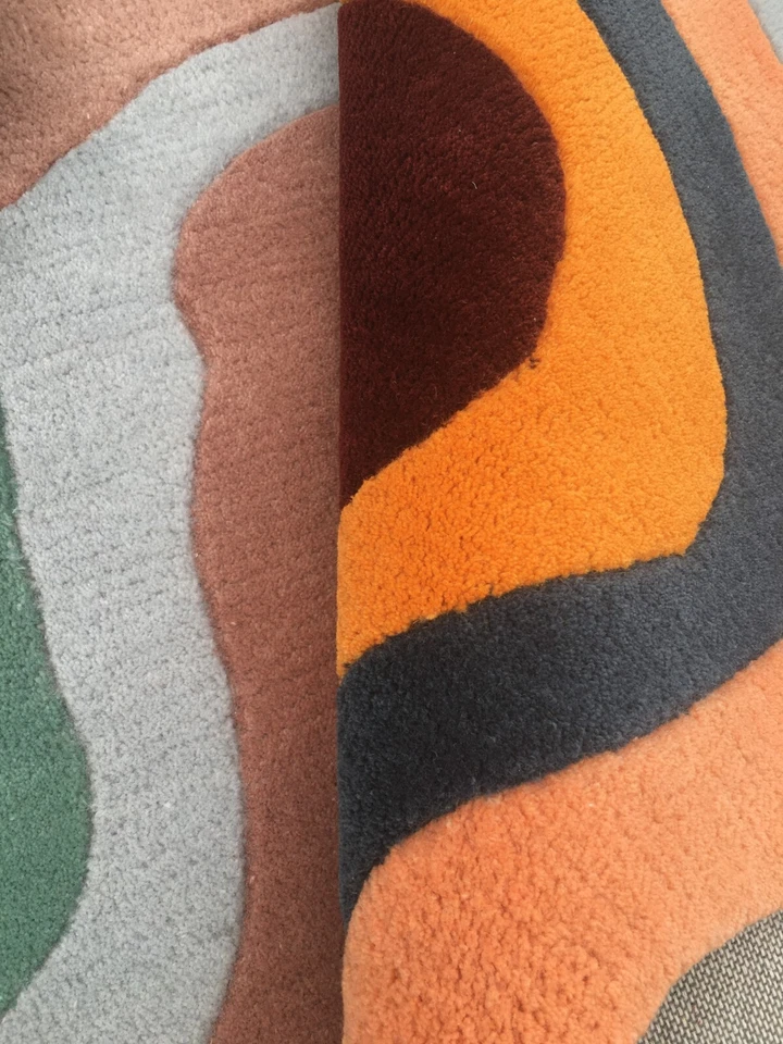 Hand Tufted Irregular Rug, Melting Wool Area Rug for Living Room size 8x8 9x9 Ft - Image 3 of 4